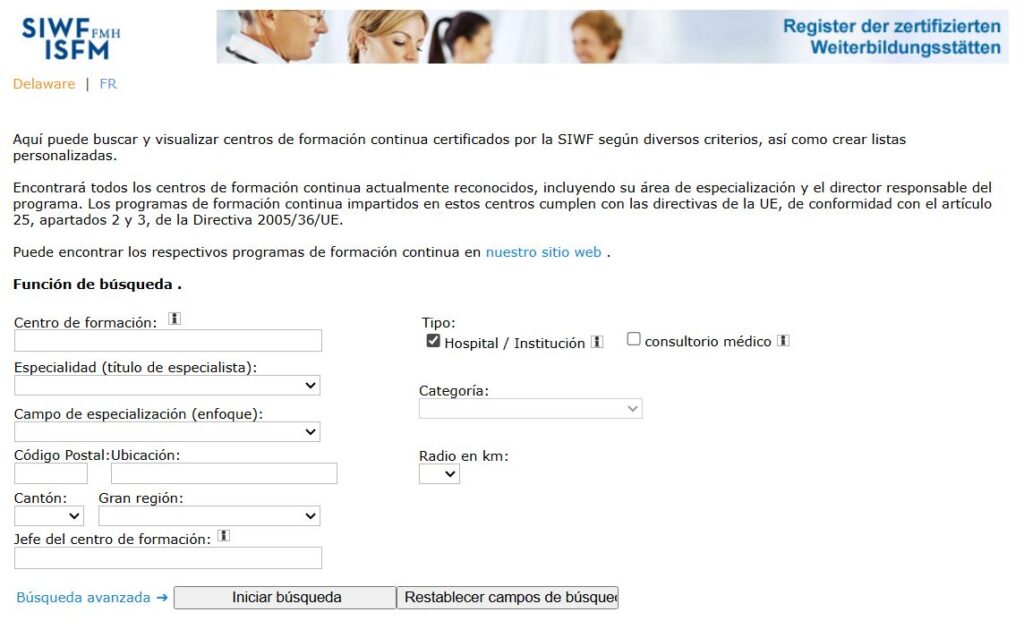 Portal de ISMF/SIWF, Instituto suizo para la formación médica postgraduada. Hacer la especialidad médica en Suiza.