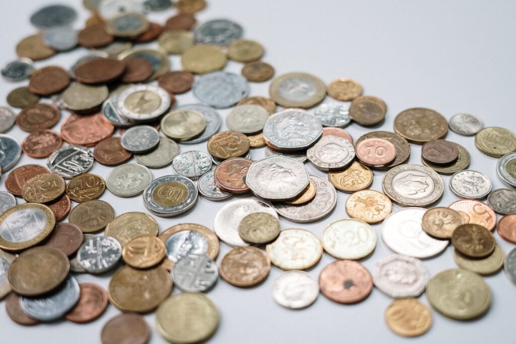 gold and silver round coins