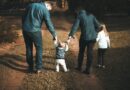 family walking on path