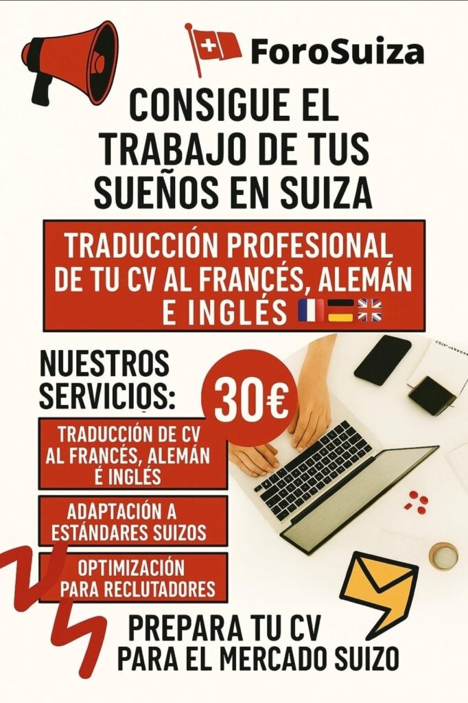 Servicio de traducción de CV en formato suizo para trabajar en Suiza.